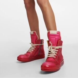 New Rick Owens Pink Geobasket Sneakers Size 36
